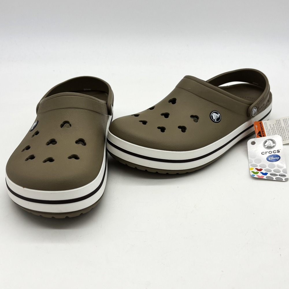 Crocs Disney Mickey Mouse Ears Clogs Men 10 Women 12 Brown New Casual Sandals